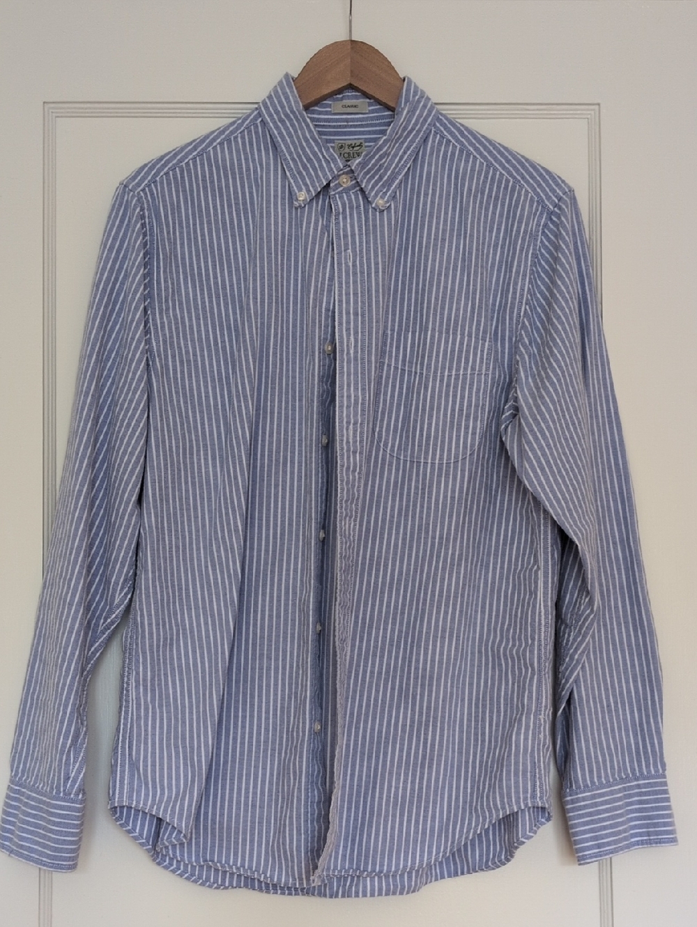 J. Crew Blue and White Striped Button-Down Shirt